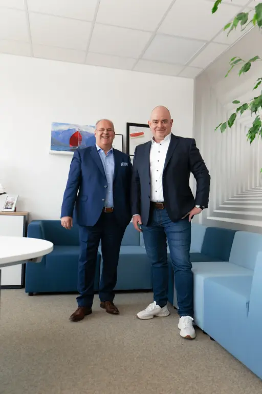 Managing Directors of domeba. Reinhold Hampl, CFO and Matthias Domes, CEO.